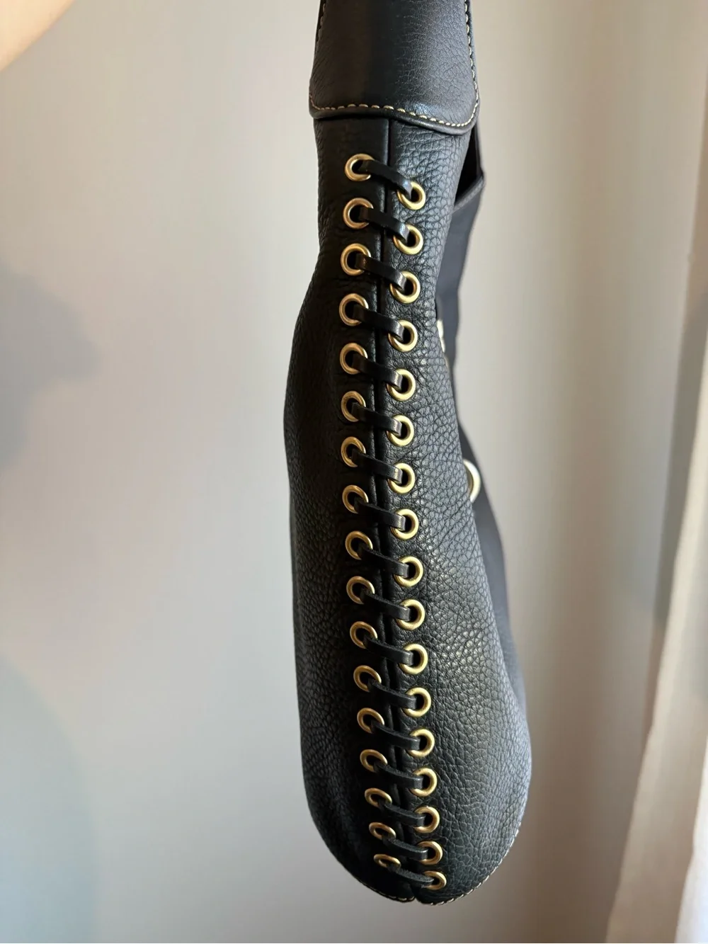 Dooney & Bourke Black Pebble Leather Hobo with Gold Hardware